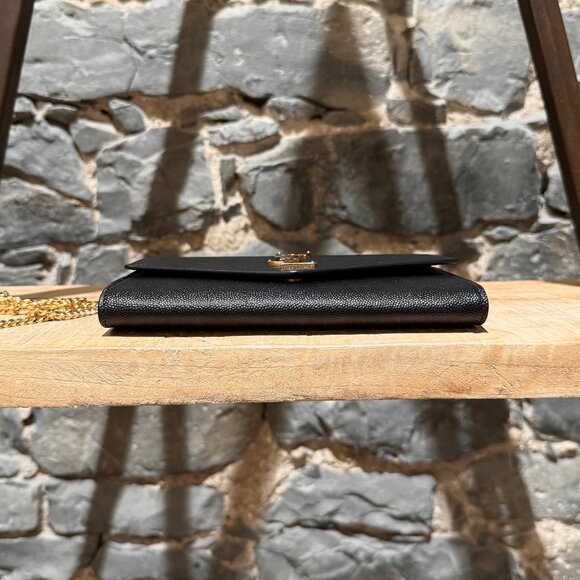 Saint Laurent Black Grain de Poudre Leather Uptown Chain Wallet W/ Card Case - Picture 3 of 16